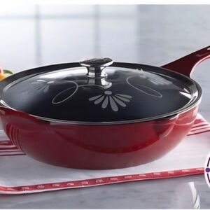 Red Non-Stick Frying Pan with Lid